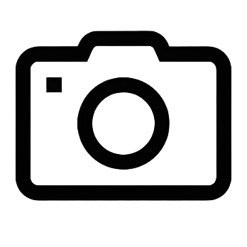 Black camera icon on a transparent background